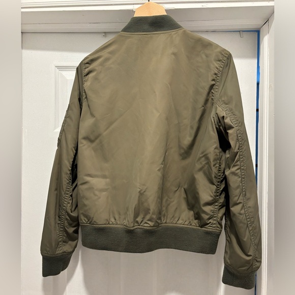 Women's Olive Green Bomber Jacket - Picture 3 of 4